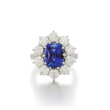 View full screen - View 1 of Lot 65. Sapphire and Diamond Ring .