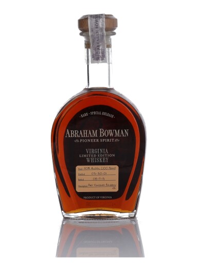 View full screen - View 1 of Lot 311. Abraham Bowman Bourbon "Port Finish" 100 Proof 2001 (1 BT 75cl).