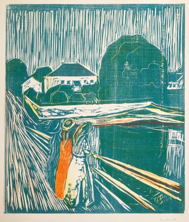 View full screen - View 1 of Lot 97. EDVARD MUNCH | THE GIRLS ON THE BRIDGE (W. 628; SCH. 488).