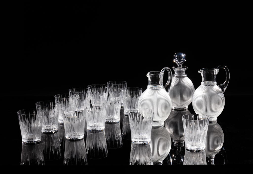 View full screen - View 1 of Lot 176. Twelve French crystal water beakers, by Lalique, 20th century.