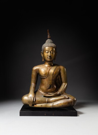 View full screen - View 1 of Lot 69. A bronze seated figure of Buddha, Thailand, Sukhothai period, circa 14th century.