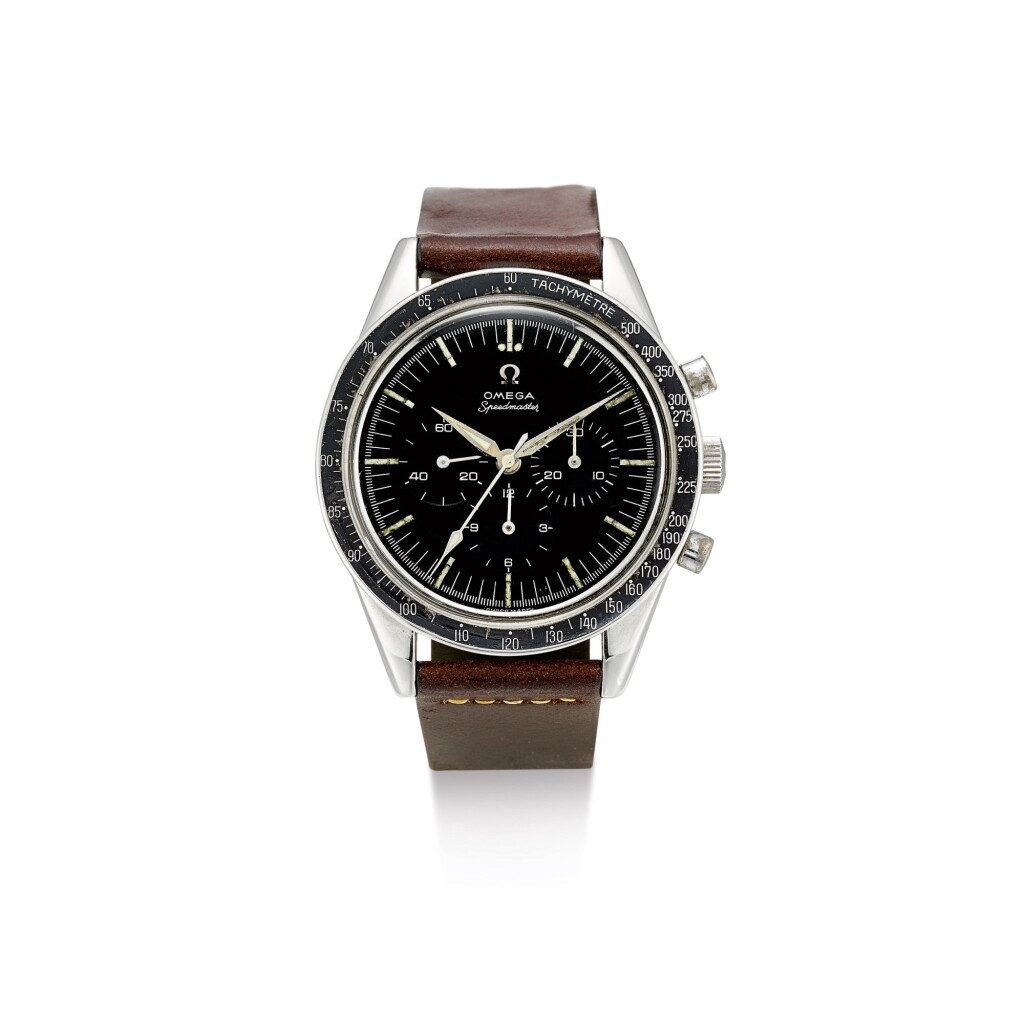 View full screen - View 1 of Lot 2124. OMEGA | SPEEDMASTER, REFERENCE 2998-61, A STAINLESS STEEL CHRONOGRAPH WRISTWATCH, CIRCA 1962 | 奧米茄 | "Speedmaster 型號2998-61 精鋼計時腕錶,機芯編號18494116,約1962年製".