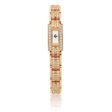 View full screen - View 1 of Lot 563. JAEGER-LECOULTRE | REF 285.2.70, PINK GOLD AND DIAMOND-SET BRACELET WATCH CIRCA 2012.