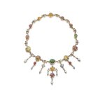 Gem set, enamel and diamond necklace, circa 1895