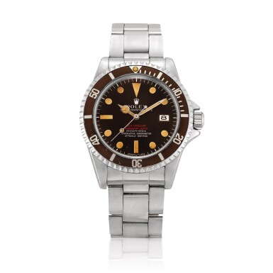 View full screen - View 1 of Lot 2270. Rolex | 'Double Red' Sea-Dweller, Reference 1665, A stainless steel wristwatch with tropical dial, date and bracelet, Circa 1972 | 勞力士 | 'Double Red' Sea-Dweller 型號1665 精鋼鏈帶腕錶,備日期顯示及棕式錶盤,約1972年製.