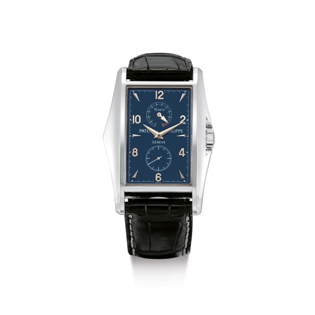 View full screen - View 1 of Lot 2041. PATEK PHILIPPE | REFERENCE 5100, A LIMITED EDITION WHITE GOLD WRISTWATCH WITH 10 DAY POWER RESERVE INDICATION, MADE TO COMMEMORATE THE NEW MILLENNIUM, MADE IN 2001 | 百達翡麗 | "型號5100 限量版白金腕錶,備十天動力儲存顯示,為慶祝千禧年而製,機芯編號4124394,錶殼編號3202393,2001年製".