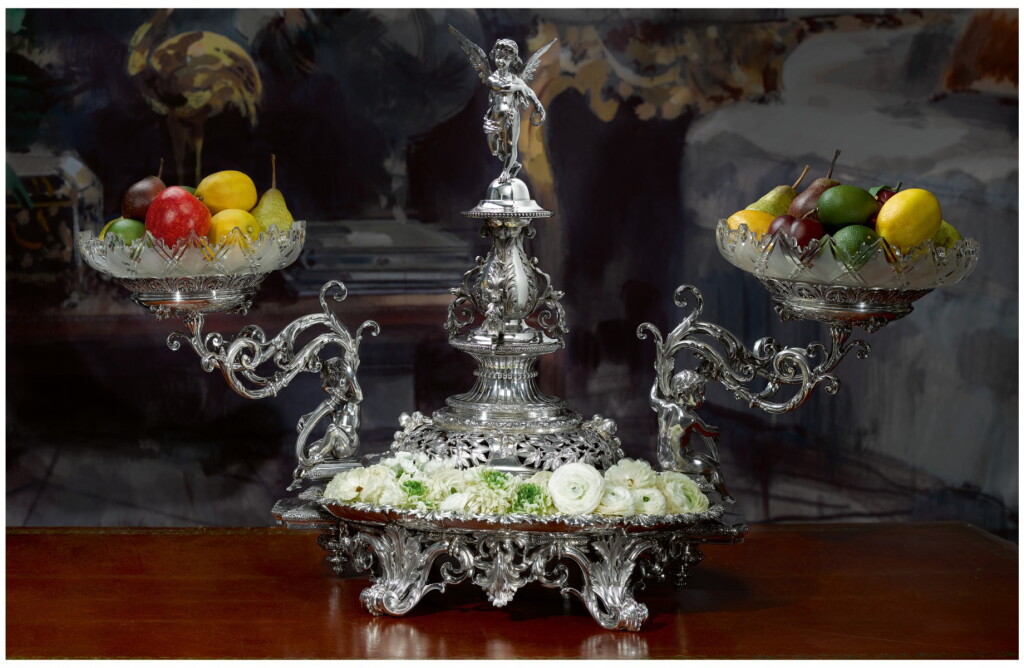 View full screen - View 1 of Lot 3. A LARGE VICTORIAN SILVER FIGURAL CENTERPIECE, ROBERT GARRARD, LONDON, 1864.