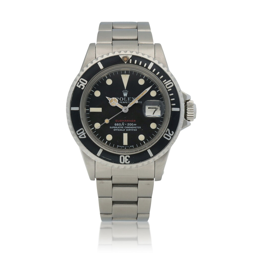 View full screen - View 1 of Lot 7. 'Single Red' Submariner, Ref. 1680, Stainless steel wristwatch with date and bracelet Circa 1973 | 勞力士 | 1680型號「'Single Red' Submariner」精鋼鍊帶腕錶備日期顯示,約1973年製.