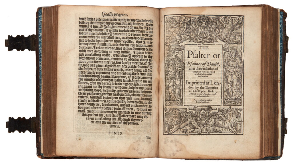 View full screen - View 1 of Lot 171. Book of Common Prayer, London, 1589, contemporary stamped calf, Harmsworth copy.