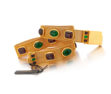 View full screen - View 1 of Lot 64. Multicolor gripoix and gold-tone metal belt.