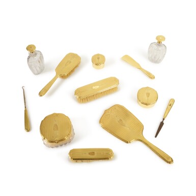 View full screen - View 1 of Lot 30. An American 14 Karat Gold Toilet Set, Black, Starr & Frost, New York, Dated 1928.