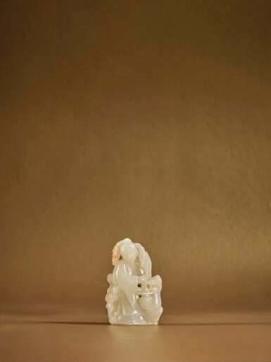View full screen - View 1 of Lot 131. A white jade 'Magu and deer' group, Qing dynasty, Qianlong period .