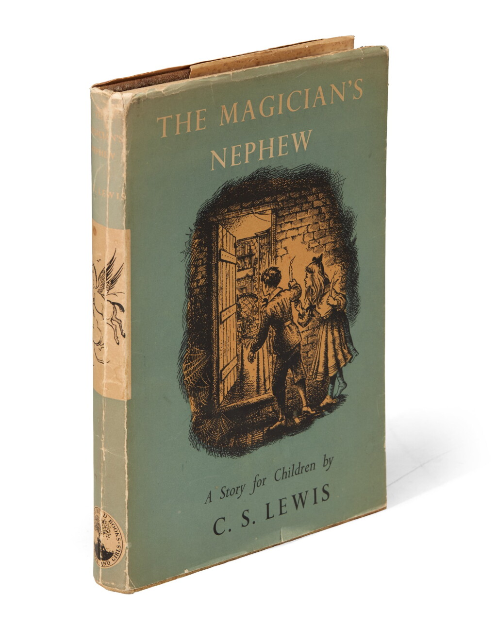 View full screen - View 1 of Lot 180. LEWIS, C.S. | The Magician's Nephew, 1955, first edition, dust jacket, signed by Pauline Baynes.