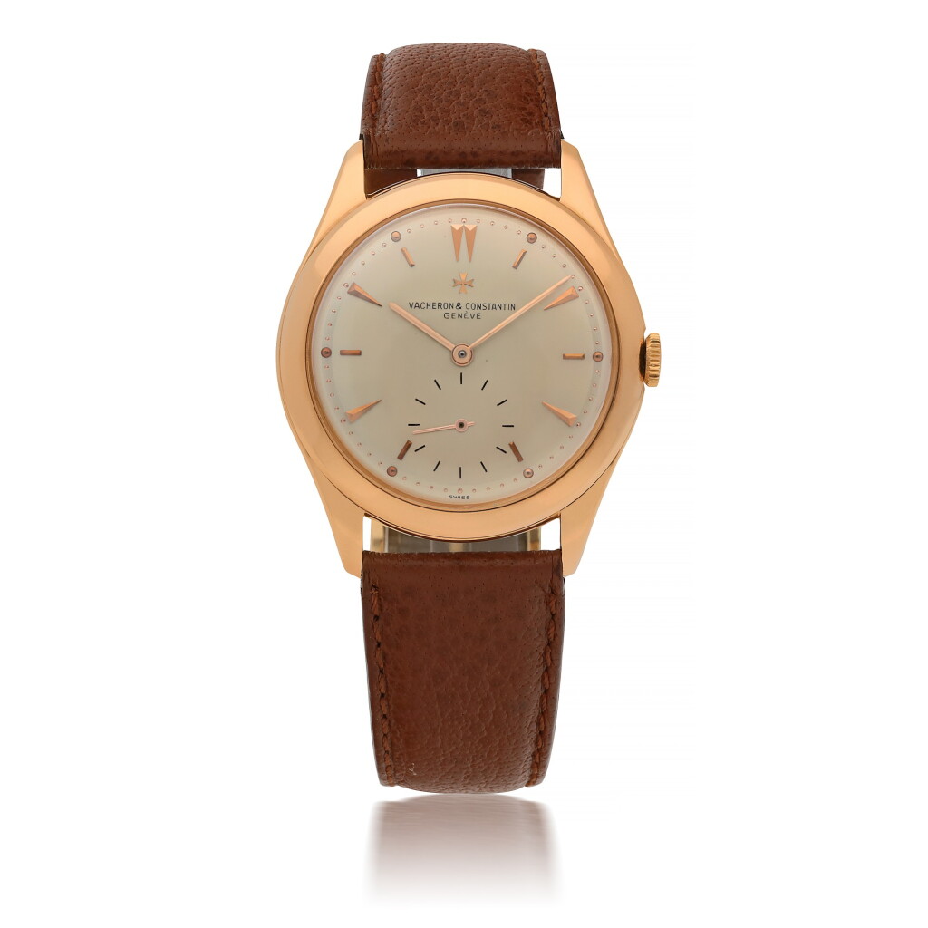 View full screen - View 1 of Lot 102. VACHERON CONSTANTIN | REF 4600 PINK GOLD WRISTWATCH CIRCA 1950.