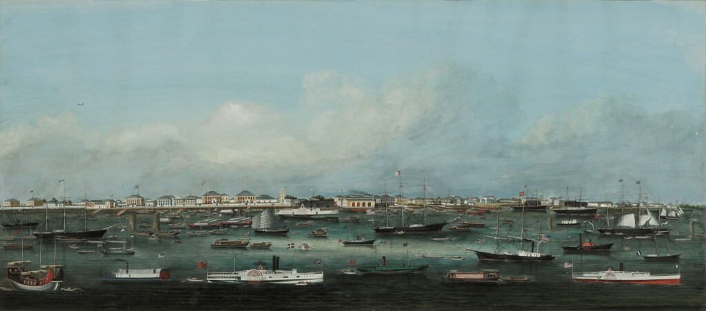 View full screen - View 1 of Lot 1533. An Extremely Rare View of the American Settlement in Shanghai, Qing Dynasty, Tongzhi Period, Circa 1863 | 清同治 約1863年 上海虹口美租界遠眺 .