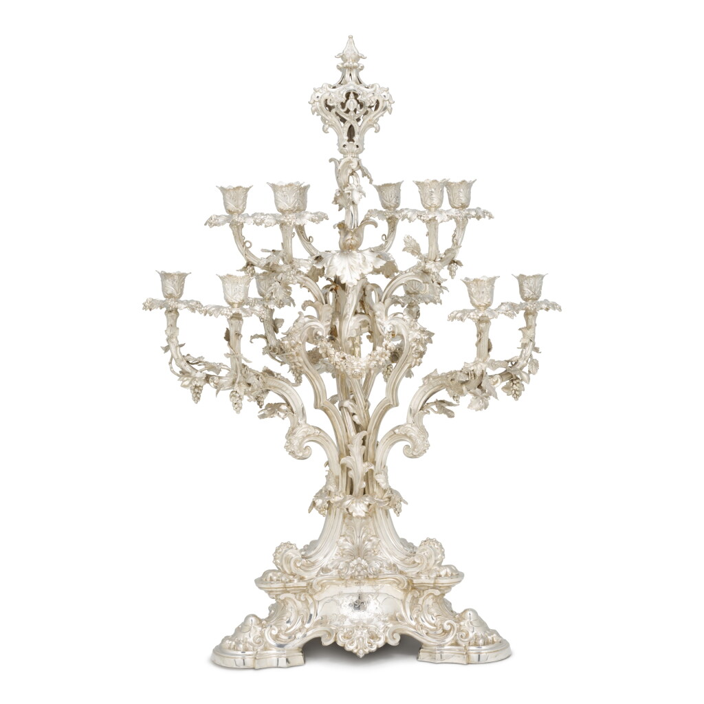 View full screen - View 1 of Lot 195. A large Victorian silver twelve-light candelabrum, Barnard & Sons, London, 1859.