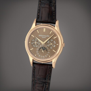 View full screen - View 1 of Lot 31. Reference 5140R-001 | A pink gold perpetual calendar wristwatch with moon phases and leap year indication | Circa 2011 | 百達翡麗 | 型號5140R-001 | 粉紅金萬年曆腕錶備月相及閏年顯示,製作年份約2011.