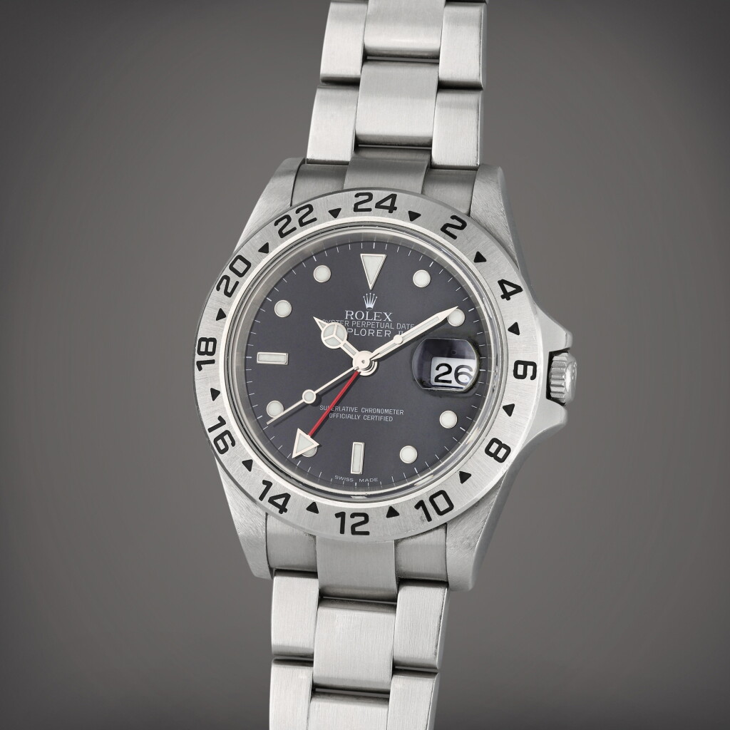 View full screen - View 1 of Lot 148. Reference 16570 Explorer II | A stainless steel automatic dual time wristwatch with date and bracelet, Circa 2006.