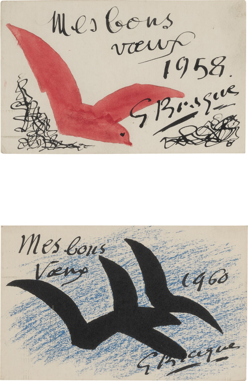 View full screen - View 1 of Lot 61. GEORGES BRAQUE | TWO GREETING CARDS (SEE V. P. 301).