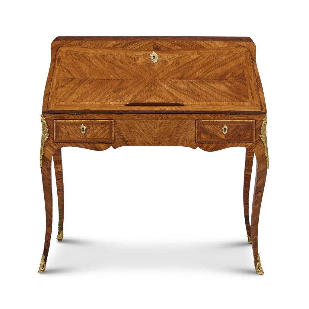 Voir en plein écran - Voir 1 du lot 678. A Louis XV Gilt Bronze Mounted Kingwood Bureau en Pente by Lapie, Third Quarter 18th Century.