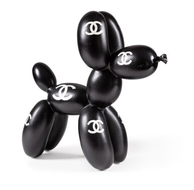 View full screen - View 1 of Lot 343. Patryk Konrad, Chanel Balloon Dog (limited edition of 10) | Chanel Balloon Dog (limitierte Auflage von 10) aus Kunstharz in Schwarz und Silber.