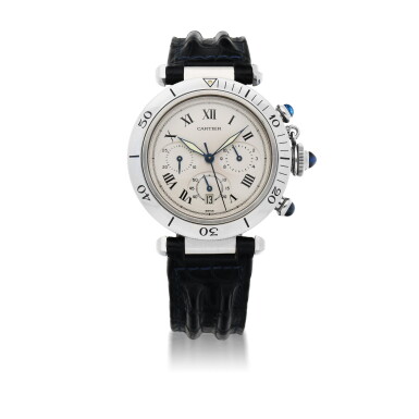 View full screen - View 1 of Lot 161. CARTIER | PASHA DE CARTIER, REF 1050 STAINLESS STEEL CHRONOGRAPH WRISTWATCH WITH DATE CIRCA 1998.