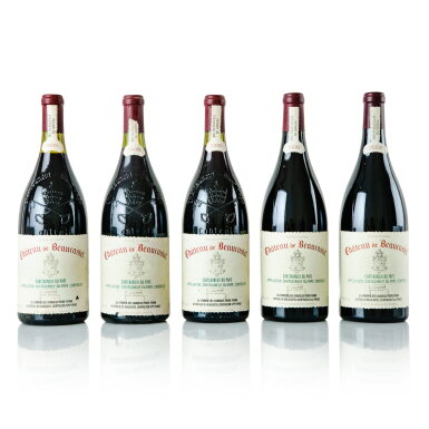 View full screen - View 1 of Lot 321. Château de Beaucastel Rouge "Vertical" (5 MAG).