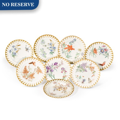 View full screen - View 1 of Lot 91. Eight Limoges (Haviland & Co) ivory-ground plates, circa 1900.