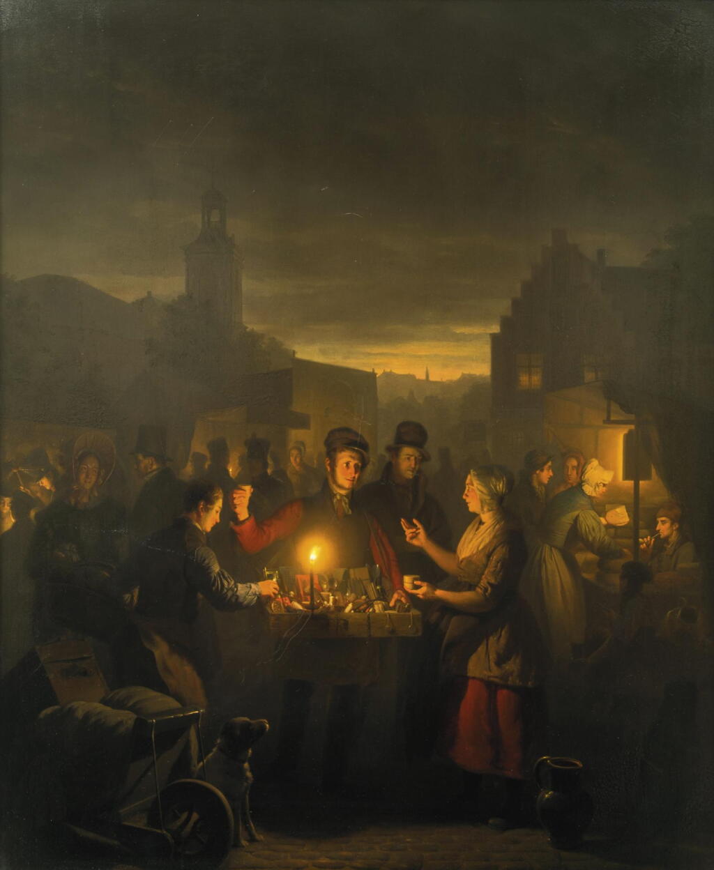 View full screen - View 1 of Lot 52. PETRUS VAN SCHENDEL | The Noordermarkt by Night, Amsterdam.