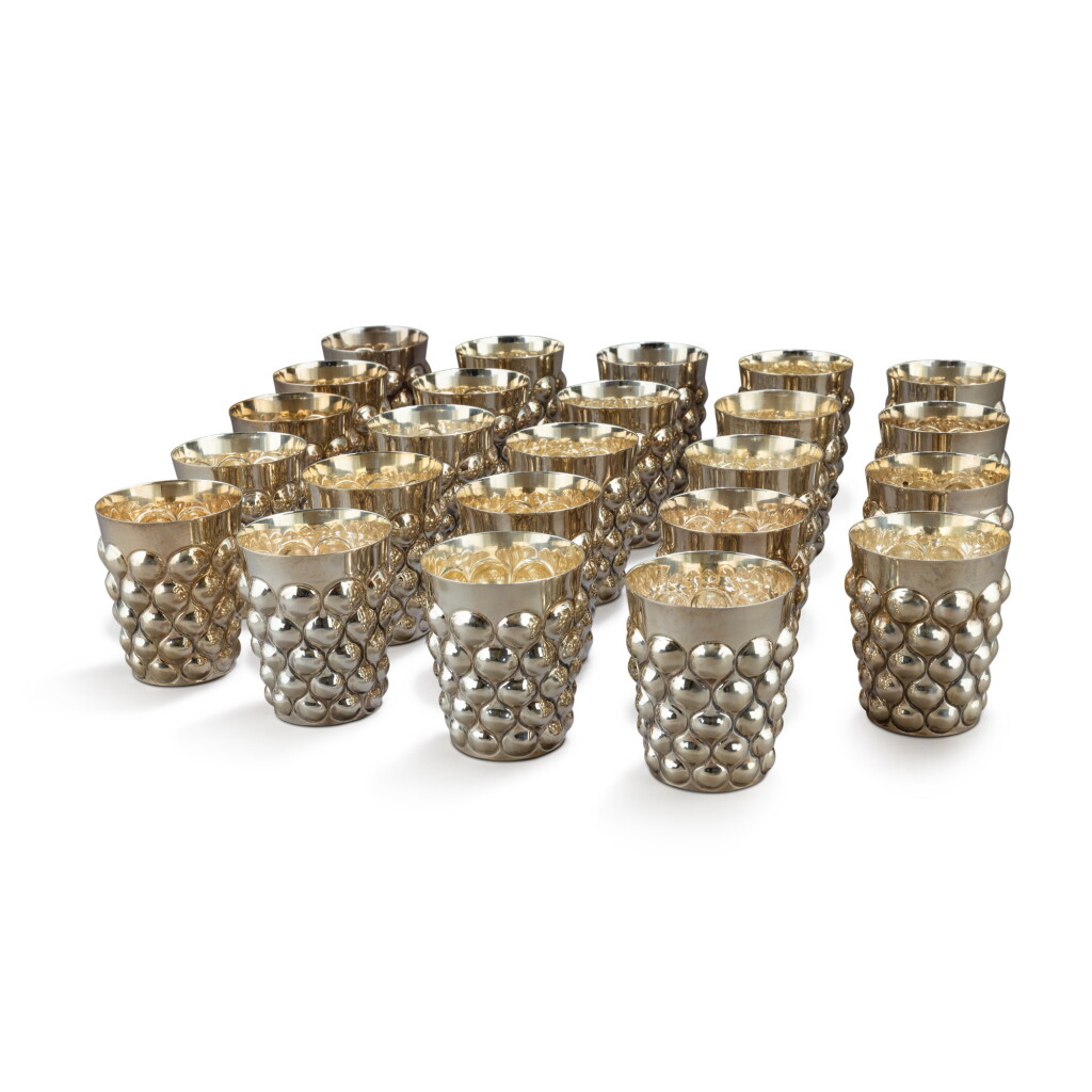 View full screen - View 1 of Lot 1376. A set of 24 Turkish silver beakers in the German 17th century style, Gulus Lale, Istanbul, modern.