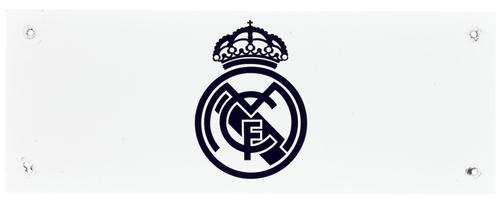 View full screen - View 1 of Lot 32. Locker Room Logo Plaque: The Real Madrid Santiago Bernabéu Stadium 2001/02 - 2021/22 | 6 out of 8.