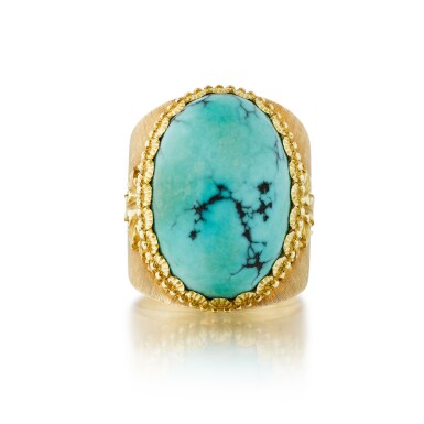 View full screen - View 1 of Lot 37. Buccellati | Bague turquoise et or | Turquoise and gold ring.