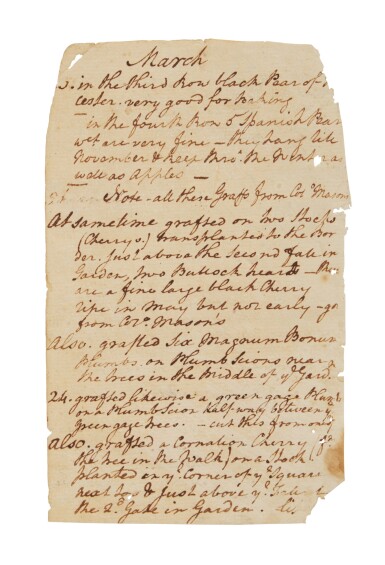 View full screen - View 1 of Lot 1004. Washington, George | Perhaps the only leaf from Washington's diary in private hands.