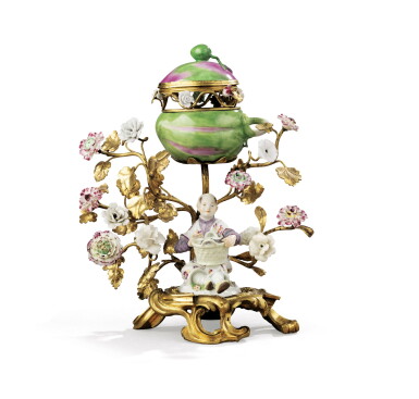 View full screen - View 1 of Lot 177. A Louis XV ormolu-mounted Meissen porcelain pot-pourri, mid 18th century.