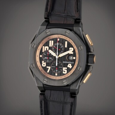 View full screen - View 1 of Lot 224. Reference 26378IO.OO.A001KE.01 Royal Oak Offshore Arnold Schwarzenegger The Legacy | A limited edition titanium and ceramic automatic chronograph wristwatch with date, Circa 2012.