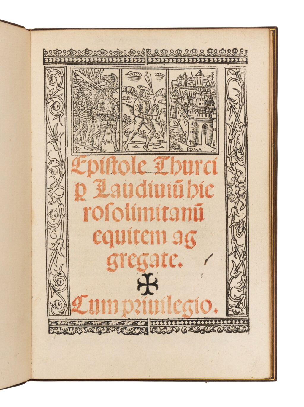 View full screen - View 1 of Lot 90. Zacchia, Epistole Thurci, Lyon, 1520, crushed brown morocco by Bedford.