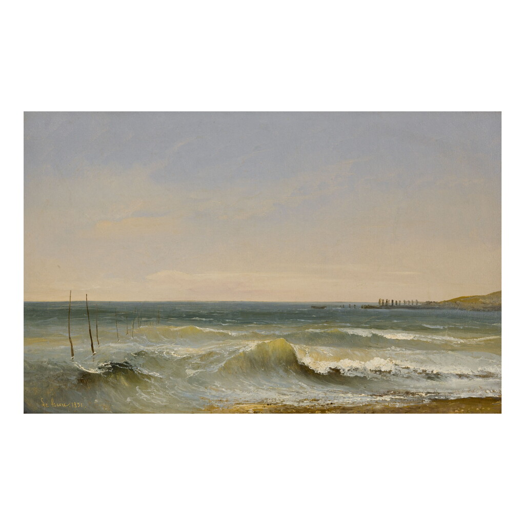 View full screen - View 1 of Lot 26. JULES COIGNET | BREAKING WAVES, LE HAVRE.
