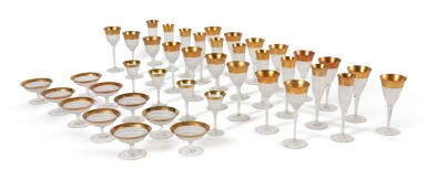 View full screen - View 1 of Lot 276. A GILT AND CUT GLASS TABLE SERVICE, 20TH CENTURY.