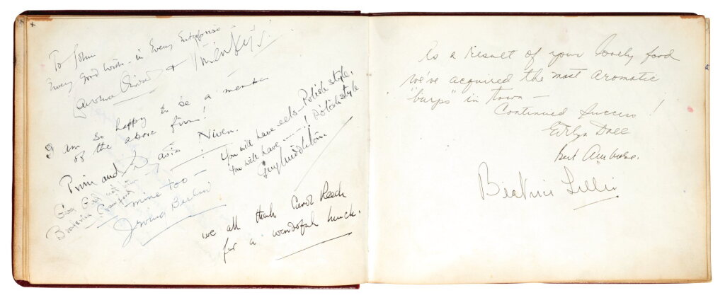 View full screen - View 1 of Lot 213. Autograph albums | Les Ambassadeurs Visitors Book and two related volumes, 1940s-60s.