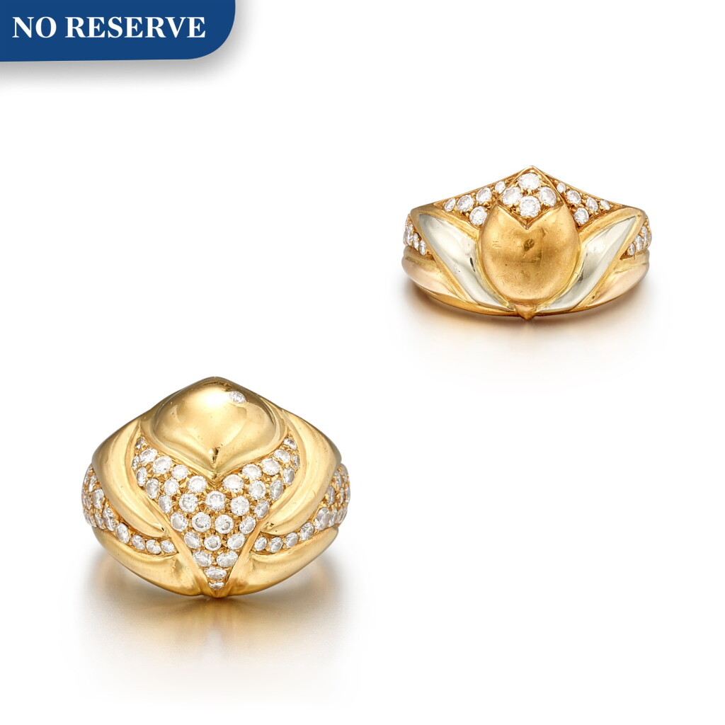 View full screen - View 1 of Lot 1171. BULGARI | TWO GOLD AND DIAMOND RINGS | 寶格麗 |黃金 配 鑽石 戒指兩枚.
