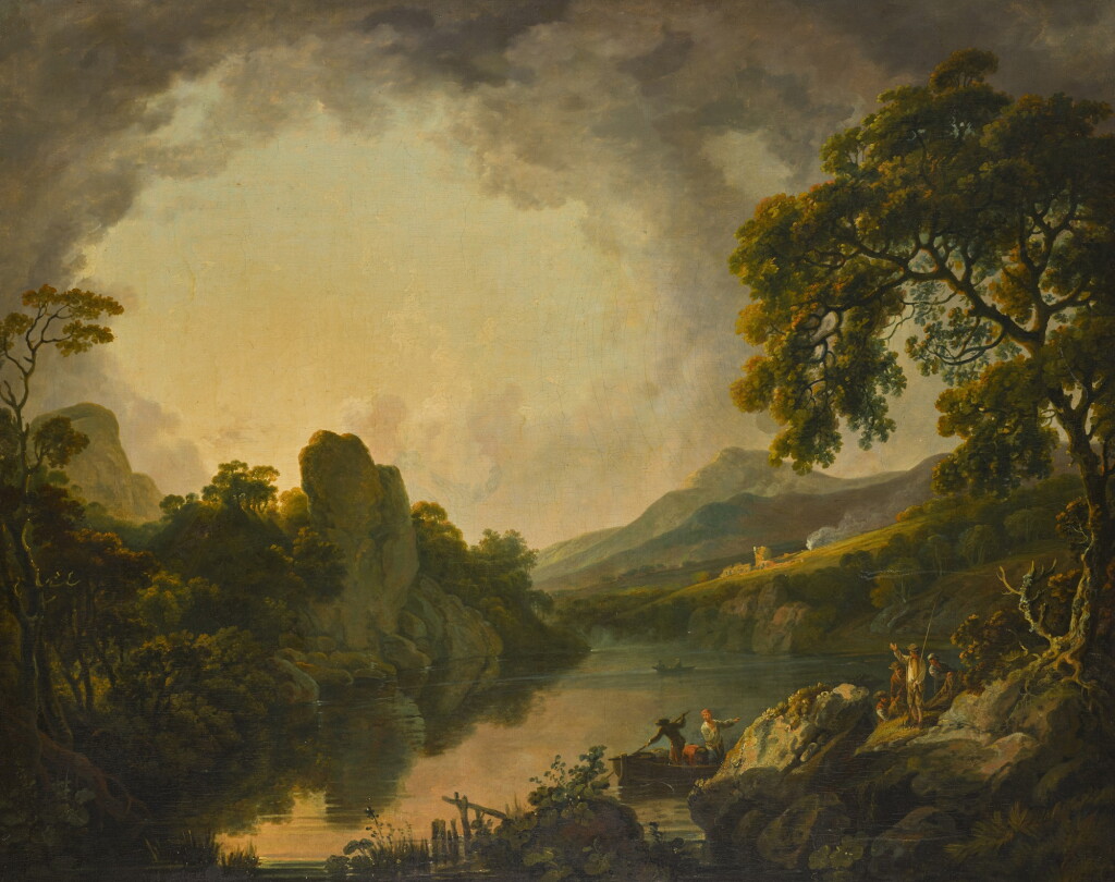 View full screen - View 1 of Lot 172. View of Llanberis Lake and Dolbadarn Castle, with anglers on the bank.