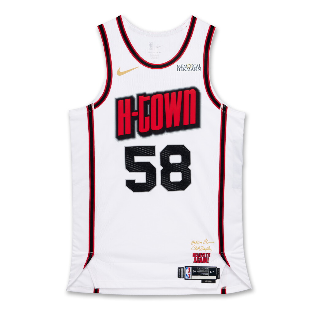 View full screen - View 1 of Lot 242. Jack McVeigh Houston Rockets 2024-2025 Game Issued City Edition Jersey.