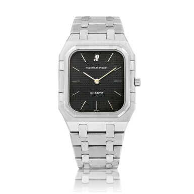 View full screen - View 1 of Lot 8736. Royal Oak Rectangular Quartz, Reference 6005ST.0.0477ST.01 | A stainless steel bracelet watch, Circa 1980 | 愛彼 | 皇家橡樹系列 Rectangular Quartz 型號6005ST.0.0477ST.01 | 精鋼鏈帶腕錶,約1980年製.