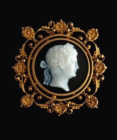 View full screen - View 1 of Lot 47. ITALIAN, FIRST HALF 19TH CENTURY | CAMEO WITH AN EMPEROR, POSSIBLY CLAUDIUS (10 BC - 54 AD).