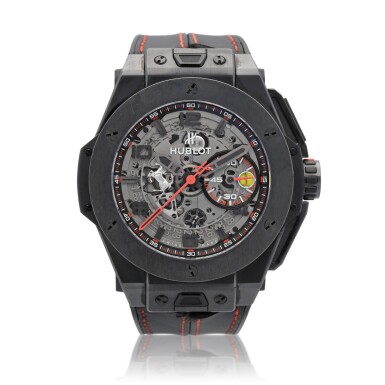 View full screen - View 1 of Lot 48. Big Bang Uniquo Ferrari, Ref. 401.CX.0123.VR Limited edition ceramic and titanium flyback chronograph wristwatch with date Circa 2010.
