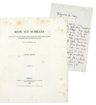 View full screen - View 1 of Lot 75. Jacob Grimm | Autograph letter signed, December 1850.