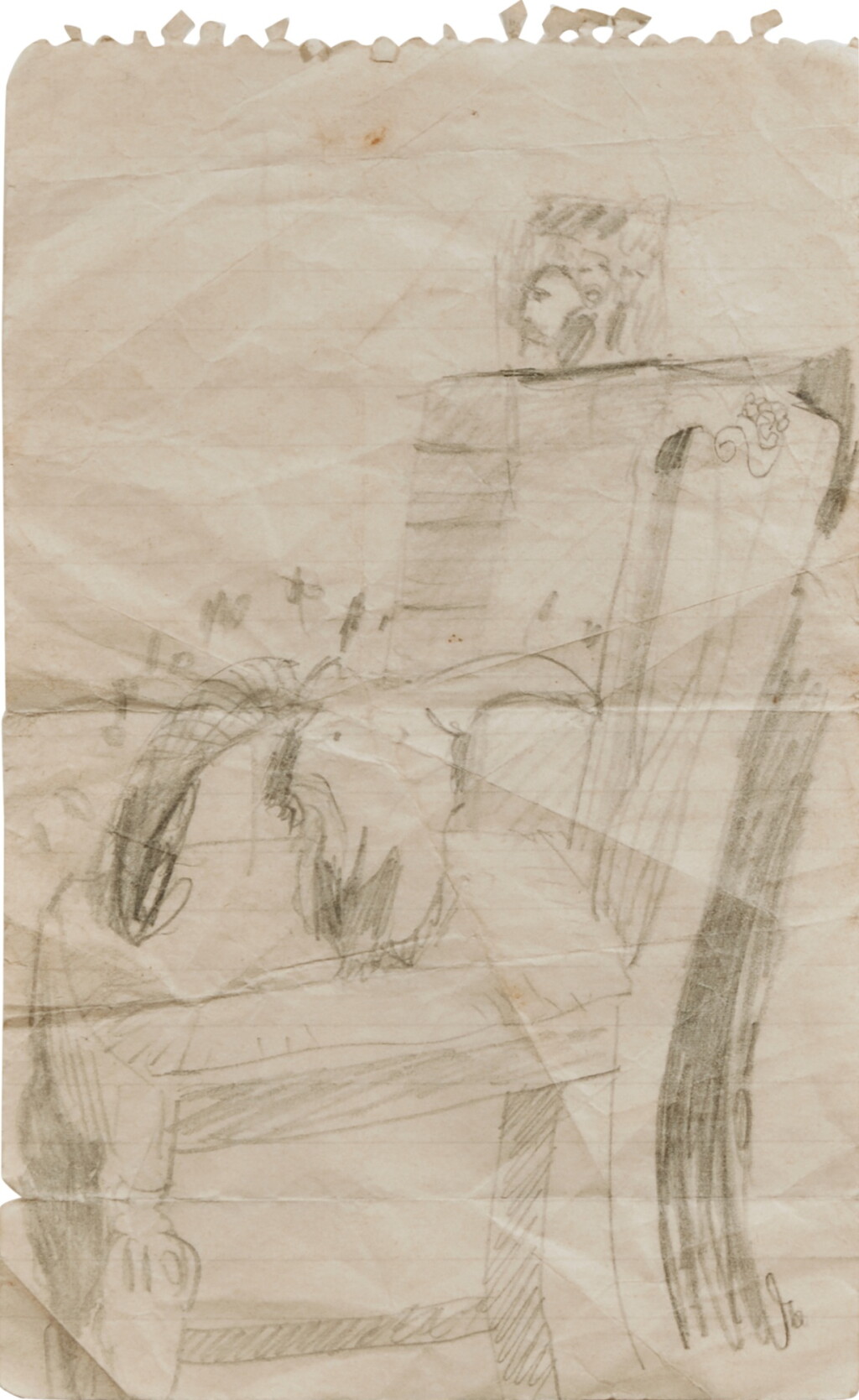 View full screen - View 1 of Lot 196. Damien Hirst | Autograph letter signed, on his artistic inspiration, 1985, with an accompanying sketch.