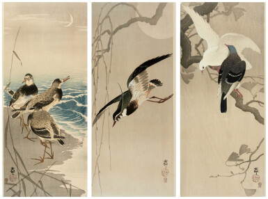 View full screen - View 1 of Lot 155. Ohara Koson (1877-1945) | Three woodblock prints | Taisho period, early 20th century.