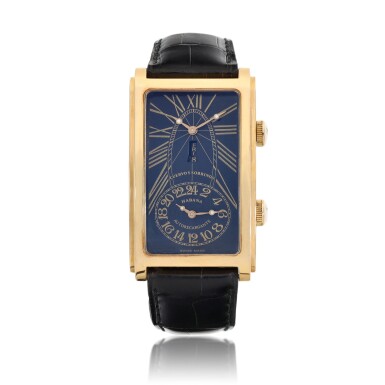 View full screen - View 1 of Lot 8351. Prominente, Reference O1124/2 | A pink gold dual time zone wristwatch with day, date and double movement, Circa 2010 | Prominente 型號O1124/2 | 粉紅金兩地時間腕錶,備日期、星期顯示及雙機芯,約2010年製.