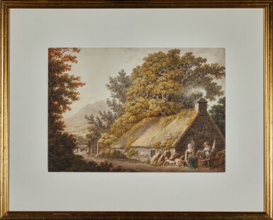 View full screen - View 1 of Lot 594. NICHOLAS POCOCK | Spinning outside a cottage near Inistioge, County Kilkenny, Ireland.
